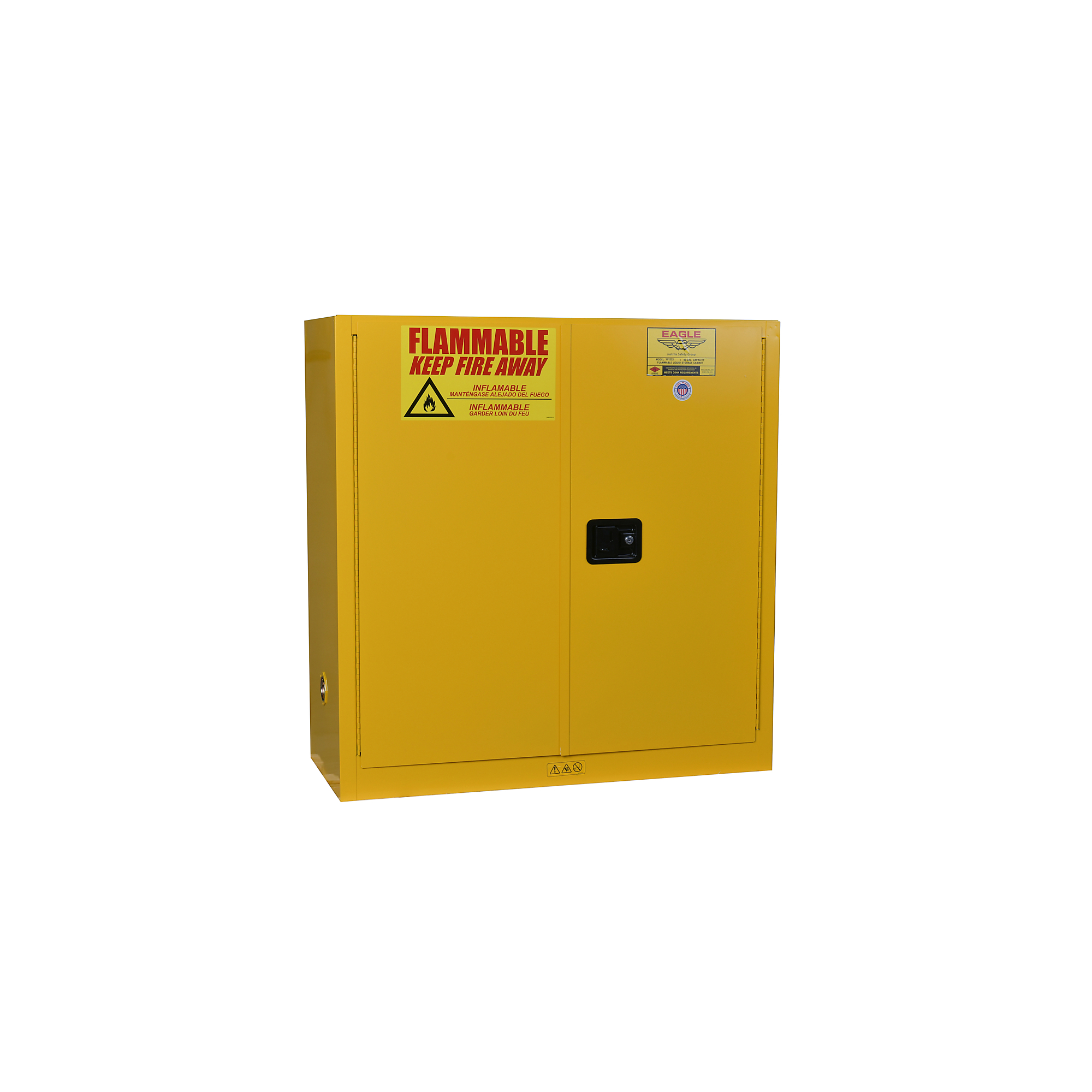 Eagle Paint Safety Cabinet — 40 Gallon, 3 Shelves, 2 Doors, Manual Close, Yellow, Model# YPI32X